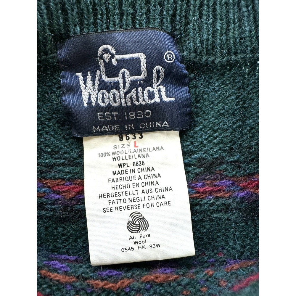 Vintage Woolrich Hunting Dog Embroidered Wool Winter Sweater Unisex Mens Large‎ - Picture 3 of 12